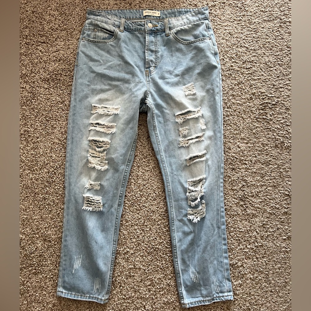 Women’s Juniors Ripped Light Blue Jeans Size 9